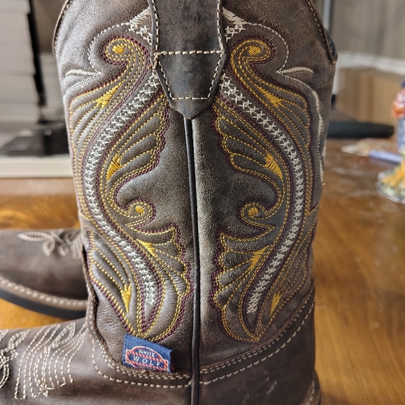 White Wolf Brown Embroidered Cowboy Boots Viboron Mexico 6 - Picture 2 of 13